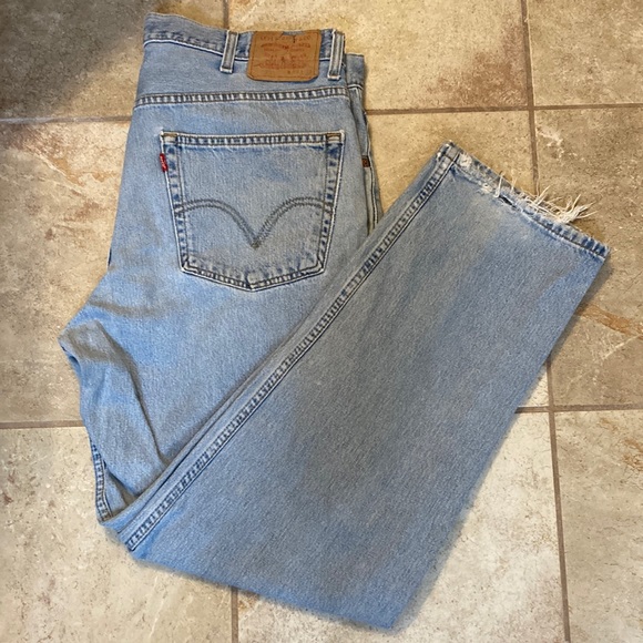 Levi's Other - Levi’s 550 38 32 relaxed fit jeans lighter blue 90s vintage well worn Frayed